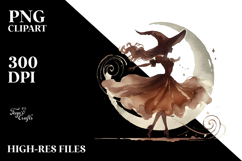 Retro Dancing Witch in Watercolor Style PNG Product Image 2