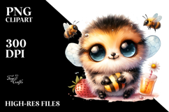 Digital Watercolor Baby Bee PNG Product Image 2