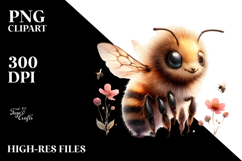 Digital Watercolor Baby Bee PNG Product Image 2