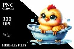 Colorful Smiling Baby Chicken Bathtub Clipart Product Image 1