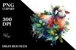 Abstract Watercolor Lamb Frame PNG Product Image 3
