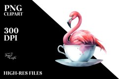 Flamingo in a Teacup Clipart Product Image 1