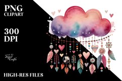 Boho Cloud with Hanging Hearts, Transparent PNG Product Image 2