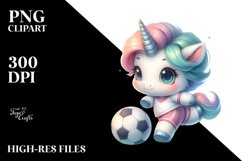 Cute Pastel Baby Unicorn Football Clipart Product Image 3