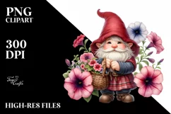 detailed cute gnome with flower basket Product Image 1