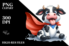 Holstein Cow with Superhero Cape PNG Product Image 2