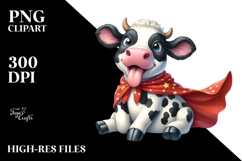 Holstein Cow with Superhero Cape PNG Product Image 2