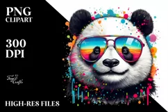 Colorful Panda with Sunglasses | Sublimation | Clipart Product Image 1
