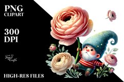 Floating Gnome with Ranunculus PNG Product Image 2