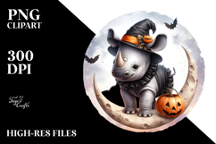 Cute Baby Rhino Halloween Digital Painting PNG Product Image 2
