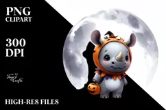 dressed for Halloween Baby Rhino PNG Product Image 3