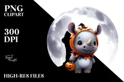 dressed for Halloween Baby Rhino PNG Product Image 2