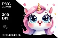 Expressive Unicorn with Big Eyes PNG Product Image 3