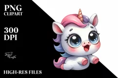 Expressive Unicorn with Big Eyes PNG Product Image 1