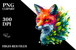 Vibrant Fox with Plant Leaves, Transparent PNG Product Image 2