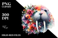 Artistic Walrus,Flower Watercolor | Clipart Product Image 3