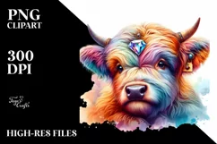 Colorful Baby Highland Cow with Gemstone Product Image 1