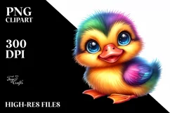 Colorful Smiling Baby Duck Clipart Product Image 1