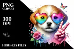 Puppy Winking Showing Victory Sign PNG Product Image 2