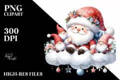 Pastel Santa with Gnomes PNG Product Image 1