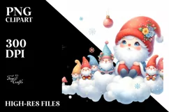 Pastel Santa with Gnomes PNG Product Image 1