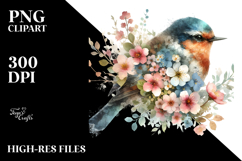 Half Bird Spring Flowers PNG Product Image 2