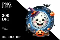 Funny Halloween Moon Spooky Night Sky | Clipart Product Image 1