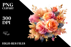 Vibrant Orange Rose PNG with Gold Insertions Product Image 2