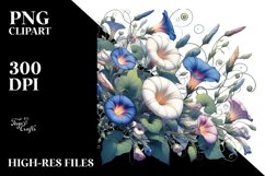 Morning Glory Artistic Scene | Sublimation | Clipart Product Image 1