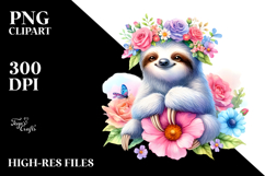 Pastel Sloth Flower Crown Clipart Product Image 2