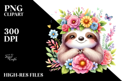 Funny Sloth Flower Crown Clipart Product Image 2