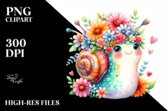 s Baby Snail Whimsical Flowers Clipart Product Image 1