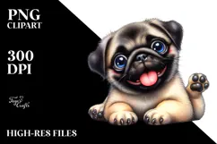Cute Happy Pug, High-Res PNG Product Image 2