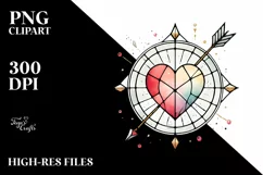Heart with Stained & Arrow, PNG Product Image 2