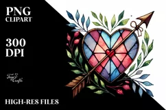 Heart with Stained & Arrow, PNG Product Image 2