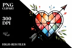 Heart with Stained & Arrow, PNG Product Image 2