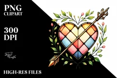 Heart with Stained & Arrow, PNG Product Image 2