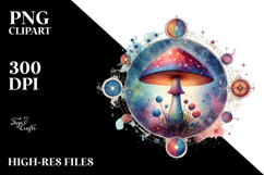 Vibrant Magical Celestial Mushroom PNG Product Image 2