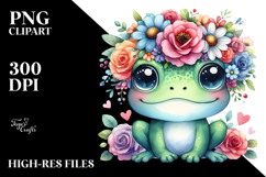 Colorful Frog Flower Crown Clipart Product Image 2