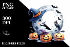 Funny Halloween Moon Spooky Night Sky | Clipart Product Image 3