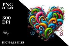 Colorful Heart in the Style of Dr. Seuss, PNG Product Image 2