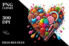 Colorful Heart in Dr. Seuss Style, PNG Product Image 2