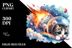 Baby Cat Diving from Meteor | Sublimation | Clipart Product Image 3