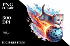 Baby Cat Diving from Meteor | Sublimation | Clipart Product Image 3