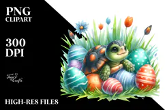 Digital Watercolor Baby Turtle PNG Product Image 2