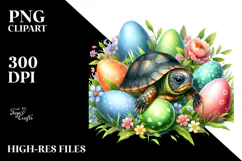 Digital Watercolor Baby Turtle PNG Product Image 2