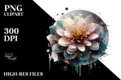 Glossy Zinnia with Golden Insertions, PNG Product Image 2