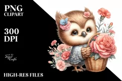 Detailed Whimsical Baby Owl Sublimation Clipart Product Image 1