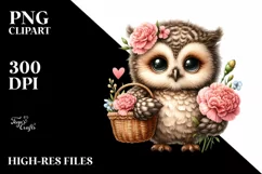 Detailed Whimsical Baby Owl Sublimation Clipart Product Image 1