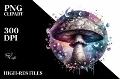 Detailed Mushroom Watercolor Splash PNG Product Image 1